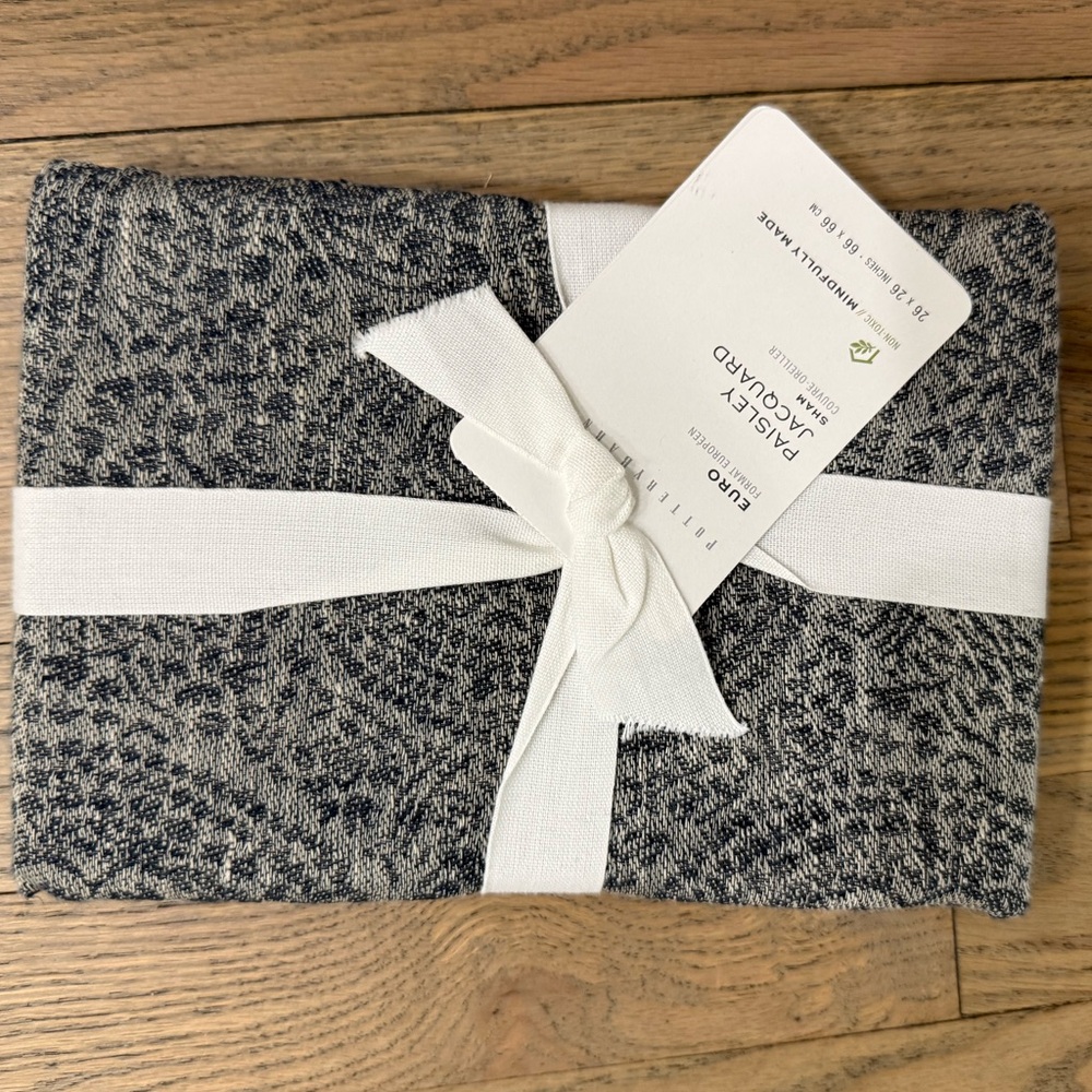 NWT! Pottery Barn Paisley Jacquard EURO Sham Blue x3